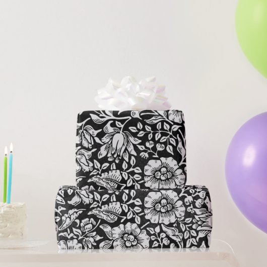 ウィリアムモリスヴィンテージブルーフローラルパターン ラッピングペーパー (パーティーギフト)