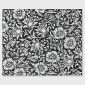 ウィリアムモリスヴィンテージブルーフローラルパターン ラッピングペーパー (フラット)