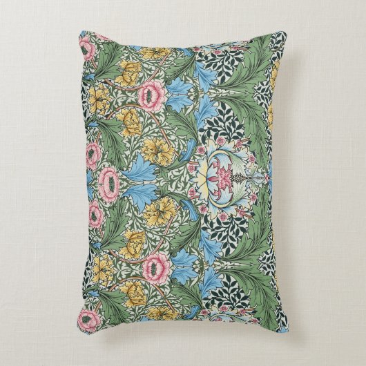 ウィリアムモリスヴィンテージマートルフラワーイエローブルー アクセントクッション (正面(垂直))
