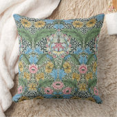 ウィリアムモリスヴィンテージマートルフラワーイエローブルー クッション (ブランケット)