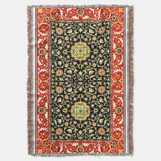 ウィリアムモリスヴィンテージラグフローラデザイン スローブランケット (正面縦)