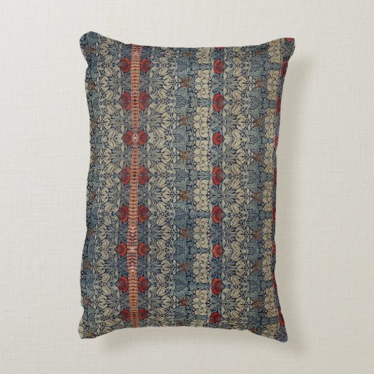 ウィリアムモリスヴィンテージレッドフローラチューリップアンドバラ アクセントクッション (裏面(縦))