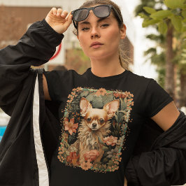 ウィリアムモリスヴィンテージ園のチワワ Tシャツ