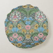 ウィリアムモリスヴィンテージ花イエローブルー ラウンドクッション (裏面)