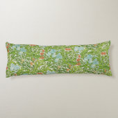 ウィリアムモリスヴィンテージ花フローラグリーンピンク ボディピロー (裏面)