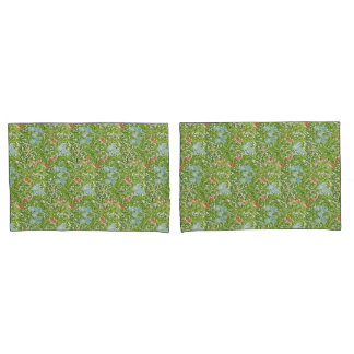 ウィリアムモリスヴィンテージ花フローラグリーンピンク 枕カバー