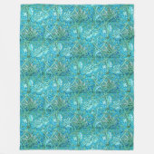 ウィリアムモリスヴィンテージ花柄フラワーズブルー フリースブランケット (正面)