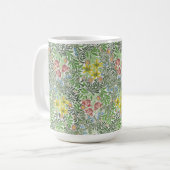 ウィリアムモリスヴィンテージ花緑ピンク コーヒーマグカップ (正面左)