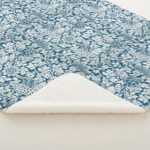 ウィリアムモリスヴィンテージ花鳥ブルーホワイト シェルパブランケット (3/4)