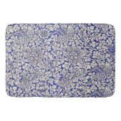 ウィリアムモリスヴィンテージ花鳥ブルーホワイト バスマット (正面)
