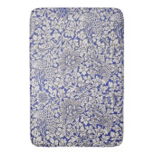 ウィリアムモリスヴィンテージ花鳥ブルーホワイト バスマット (正面縦)