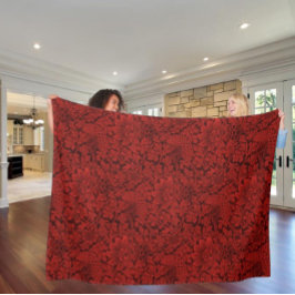 ウィリアムモリスヴィンテージ花鳥赤 フリースブランケット