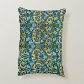 ウィリアムモリスヴィンテージ金ゴールドグリーンブルー アクセントクッション (裏面(縦))
