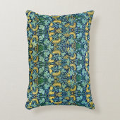 ウィリアムモリスヴィンテージ金ゴールドグリーンブルー アクセントクッション (正面(垂直))