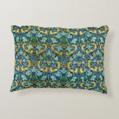 ウィリアムモリスヴィンテージ金ゴールドグリーンブルー アクセントクッション (裏面)