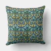 ウィリアムモリスヴィンテージ金ゴールドグリーンブルー クッション (裏面)