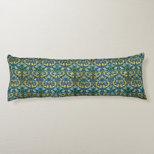 ウィリアムモリスヴィンテージ金ゴールドグリーンブルー ボディピロー (裏面)