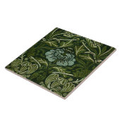 ウィリアムモリス大離れ緑の花&青の花 タイル (側面)