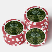 ウィリアムモリス大離れ緑の花&青の花 ポーカーチップ (積み重ね)