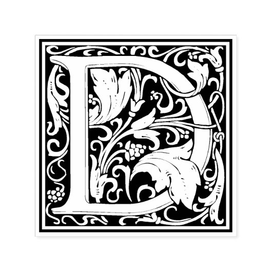 ウィリアムモリス文字Dビクトリアンフローラスタンプ セルフインキングスタンプ (デザイン)