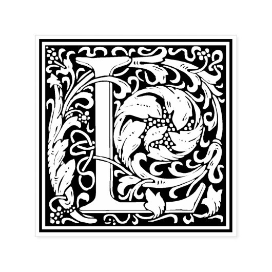 ウィリアムモリス文字Lビクトリアンフローラスタンプ セルフインキングスタンプ (デザイン)