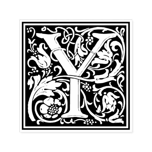 ウィリアムモリス文字Yビクトリアンフローラスタンプ セルフインキングスタンプ (デザイン)