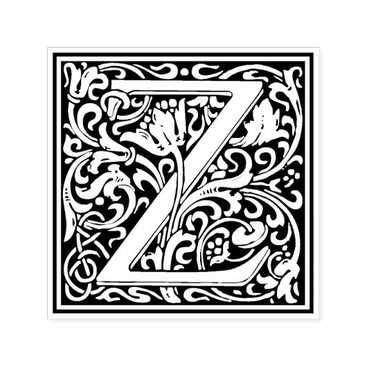 ウィリアムモリス文字Zビクトリアンフローラスタンプ セルフインキングスタンプ (デザイン)