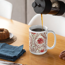 ウィリアムモリス水カラー金ゴールドレッドブラウンアイボリー コーヒーマグカップ