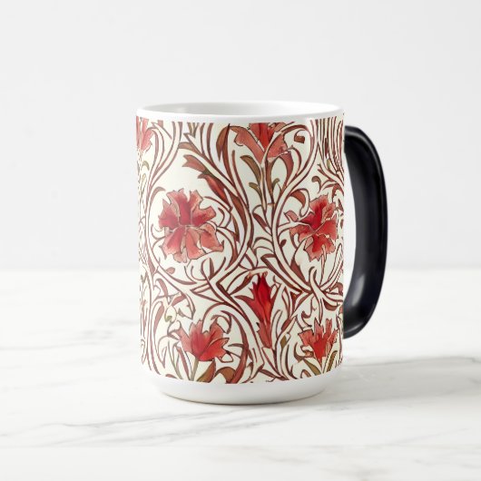 ウィリアムモリス水カラー金ゴールドレッドブラウンアイボリー モーフィングマグカップ (正面右)