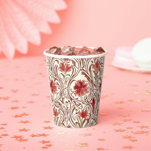 ウィリアムモリス水カラー金ゴールドレッドブラウンアイボリー 紙コップ (インサイチュ)