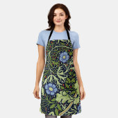 ウィリアムモリス海藻アンティーク花 エプロン (着用した状態)