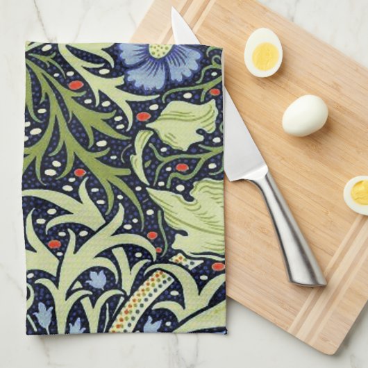 ウィリアムモリス海藻アンティーク花 キッチンタオル (四つ折り)