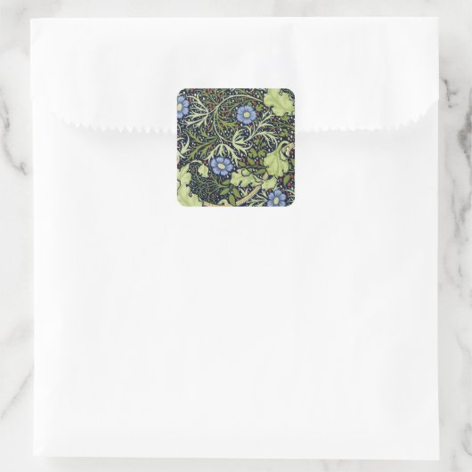 ウィリアムモリス海藻アンティーク花 スクエアシール (バッグ)