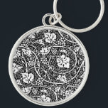 ウィリアムモリス白黒ブドウつる植物 キーホルダー<br><div class="desc">1800年代に多くのヴィンテージフローラ繊維デザインやフローラ壁紙デザインを製造したウィリアム・モリスのヴィンテージブドウつる植物壁紙デザインをベースにしたヴィンテージブドウ壁紙パターン。グレープパターンは彼の会社最高のの一つである。このヴィンテージグレープテキスタイルは、グラフィック詳細の複雑なブドウとブドウのスケッチである。ぶどう好きでワファッションドイン好きビクトリアンに最適な素敵な古い花の柄。</div>