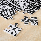 ウィリアムモリス白黒ブドウつる植物 ジグソーパズル (側面)