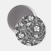 ウィリアムモリス白黒ブドウつる植物 マグネット (正面/裏面)