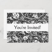 ウィリアムモリス白黒ブドウつる植物 招待状 (正面/裏面)