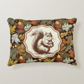 ウィリアムモリス紅葉とリスレトロ アクセントクッション (正面)