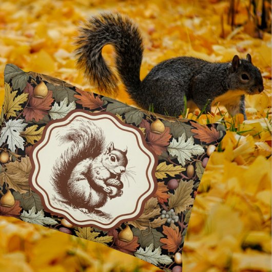 ウィリアムモリス紅葉とリスレトロ アクセントクッション