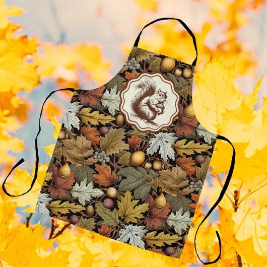 ウィリアムモリス紅葉とリスレトロ エプロン