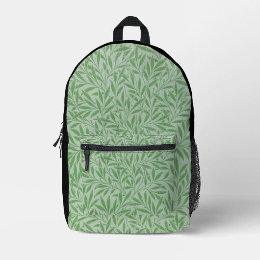 ウィリアムモリス緑離れのアートかわいいリュックサック プリントバックパック (正面)