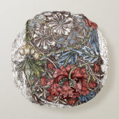 ウィリアムモリス花エレガントフローライラストレーション ラウンドクッション (正面)