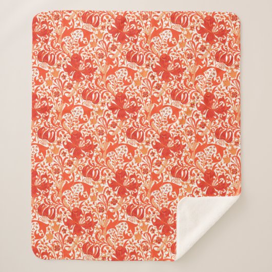 ウィリアムモリス・アイリスとリリー、マンダリンオレンジ シェルパブランケット (正面)