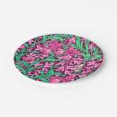 ウィリアムモリス・アイリス、明るい赤紫色ピンクとワイン ペーパープレート (アングル)