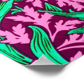 ウィリアムモリス・アイリス、明るい赤紫色ピンクとワイン ポスター (角)