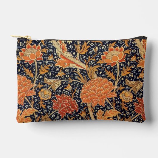 ウィリアムモリス – クレイ – アールヌーボーオレンジフローラ アクセサリーポーチ (正面)