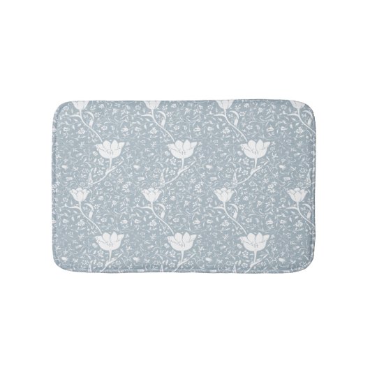 ウィリアムモリス・チューリップの白いパターン バスマット (正面)
