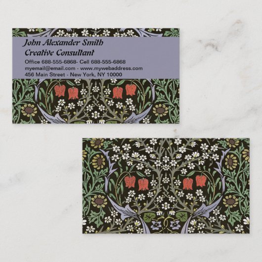 ウィリアムモリス – ヴィンテージブラックソーンパターン 名刺 (正面/裏面)