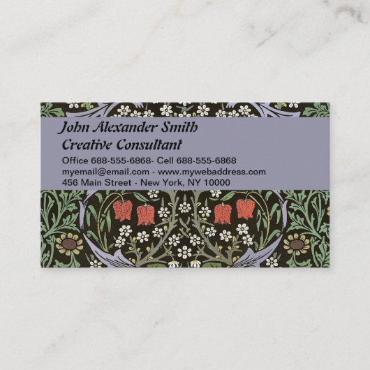 ウィリアムモリス – ヴィンテージブラックソーンパターン 名刺 (正面)