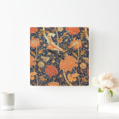 ウィリアムモリスCrayフローラアールヌーボーパターン スクエア壁時計 (ホーム)